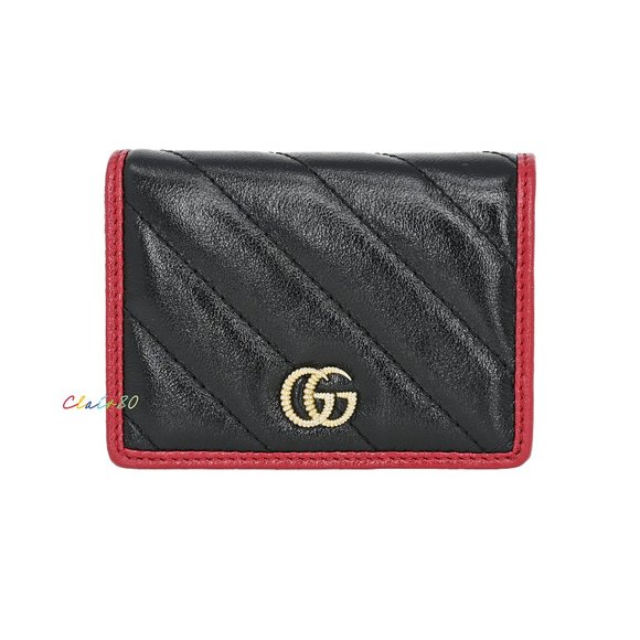 Gucci GG Marmont Diagonal Matelassé Leather Card Case Wallet - Picture 1 of 8